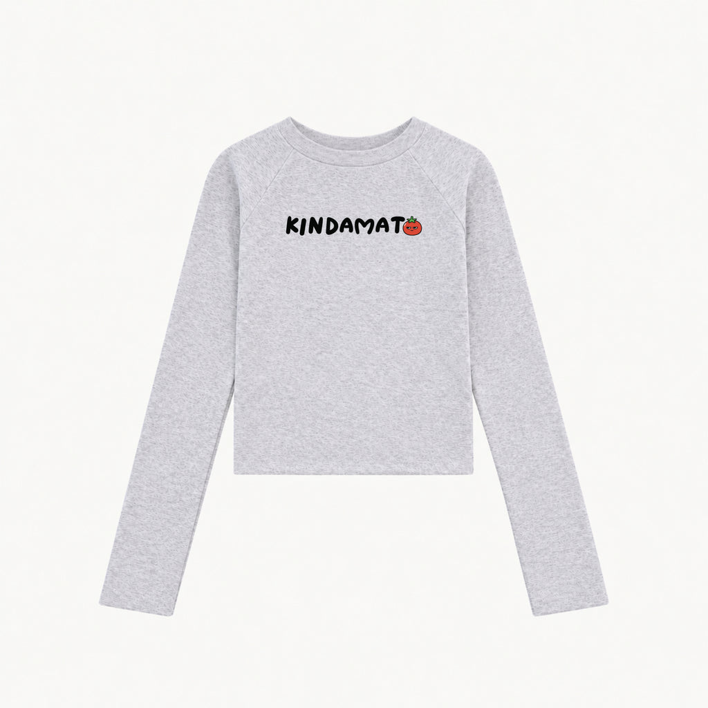 Where Is O Light Grey women's long-sleeve top, front